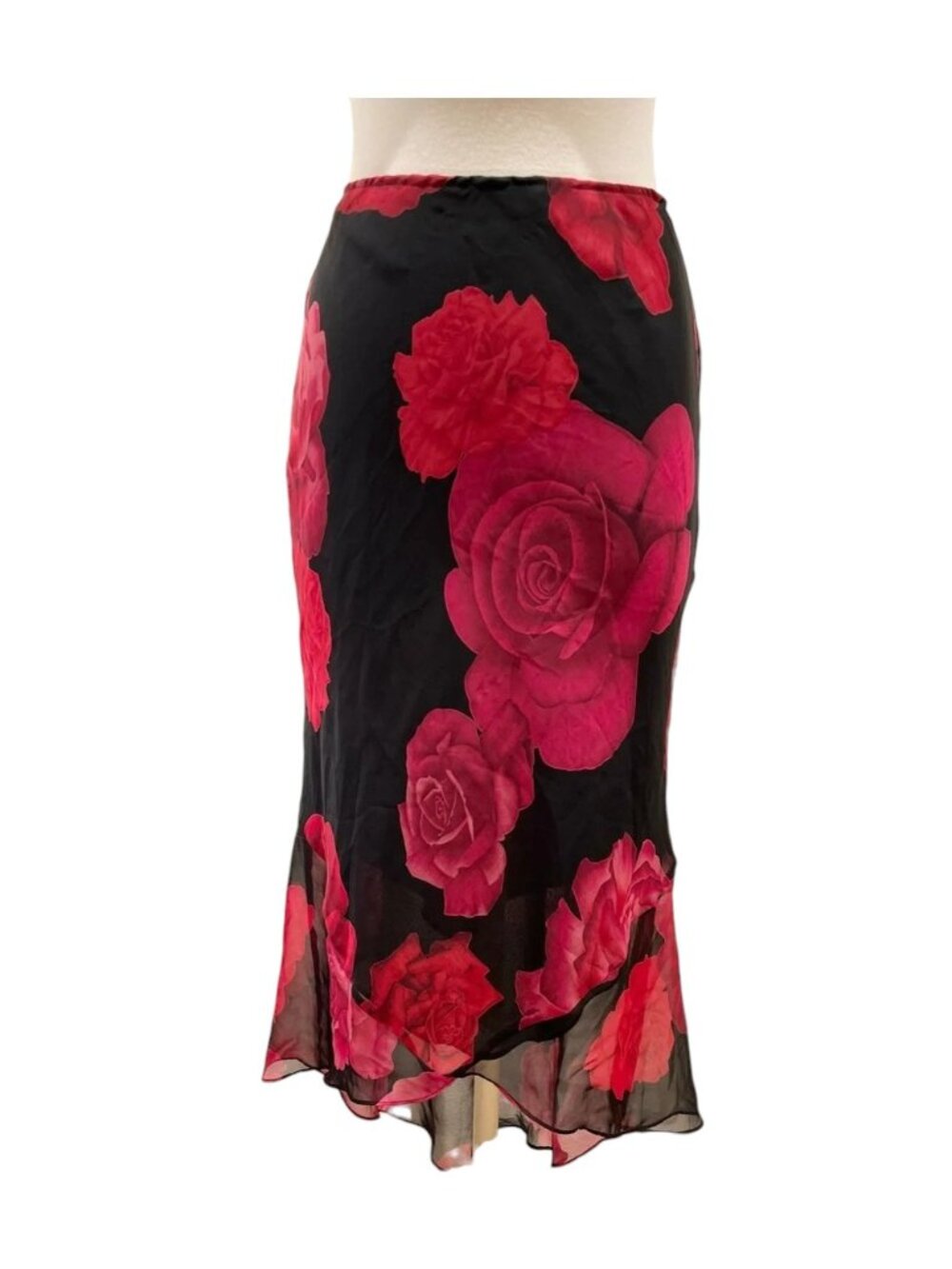 White House Black Market Y2K Vintage Red and Black  High-Low Skirt SIZE MEDIUM